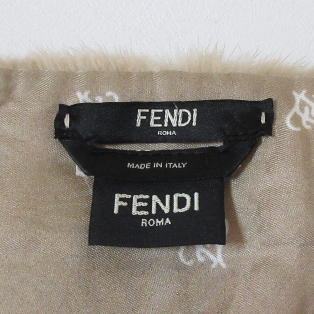 FENDI Mink Fur Fringe Stole Scarf Tippet Brown Beige Women's - Picture 10 of 11